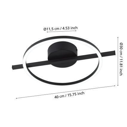 Eglo - LED RGBW Prigušiva plafonjera LED/17W/230V 2700-6500K crno + Daljinski upravljač