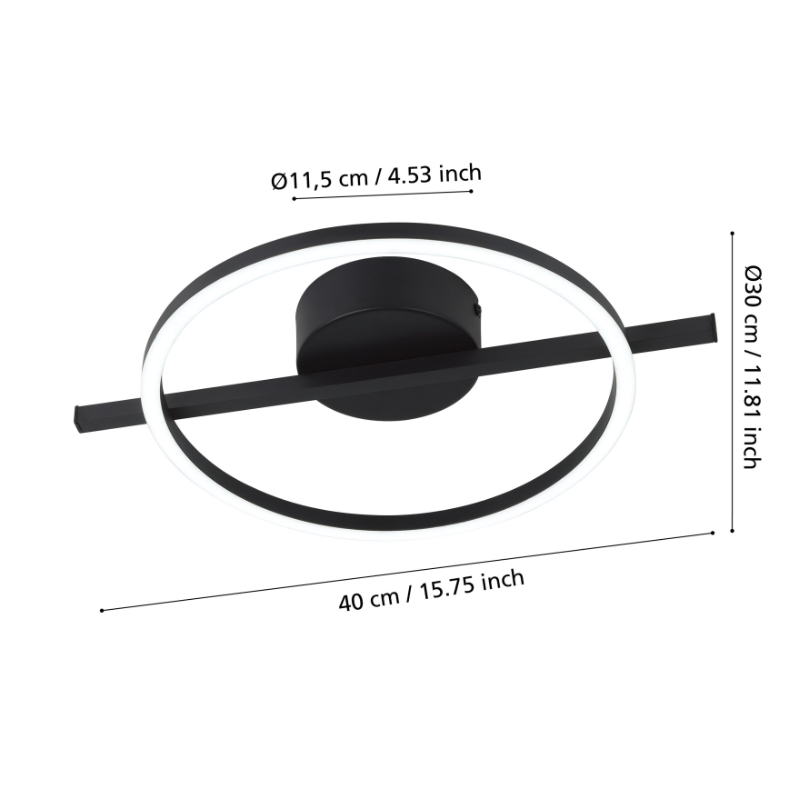Eglo - LED RGBW Prigušiva plafonjera LED/17W/230V 2700-6500K crno + Daljinski upravljač