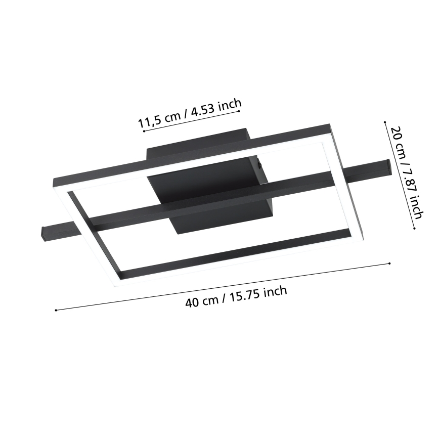 Eglo - LED RGBW Prigušiva plafonjera LED/17W/230V 2700-6500K crno + Daljinski upravljač