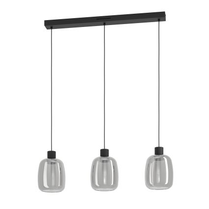 Eglo - LED RGBW Prigušivi luster na sajli 3xLED/3,7W/230V 2700-6500K sivo