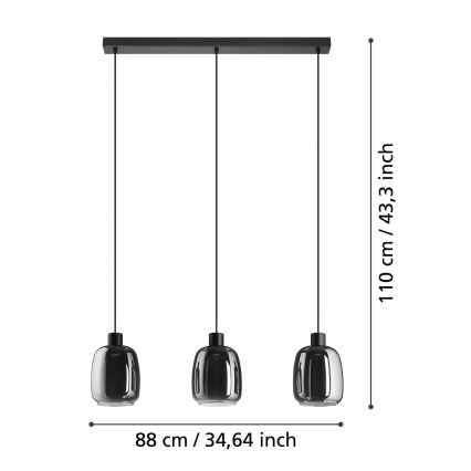 Eglo - LED RGBW Prigušivi luster na sajli 3xLED/3,7W/230V 2700-6500K sivo