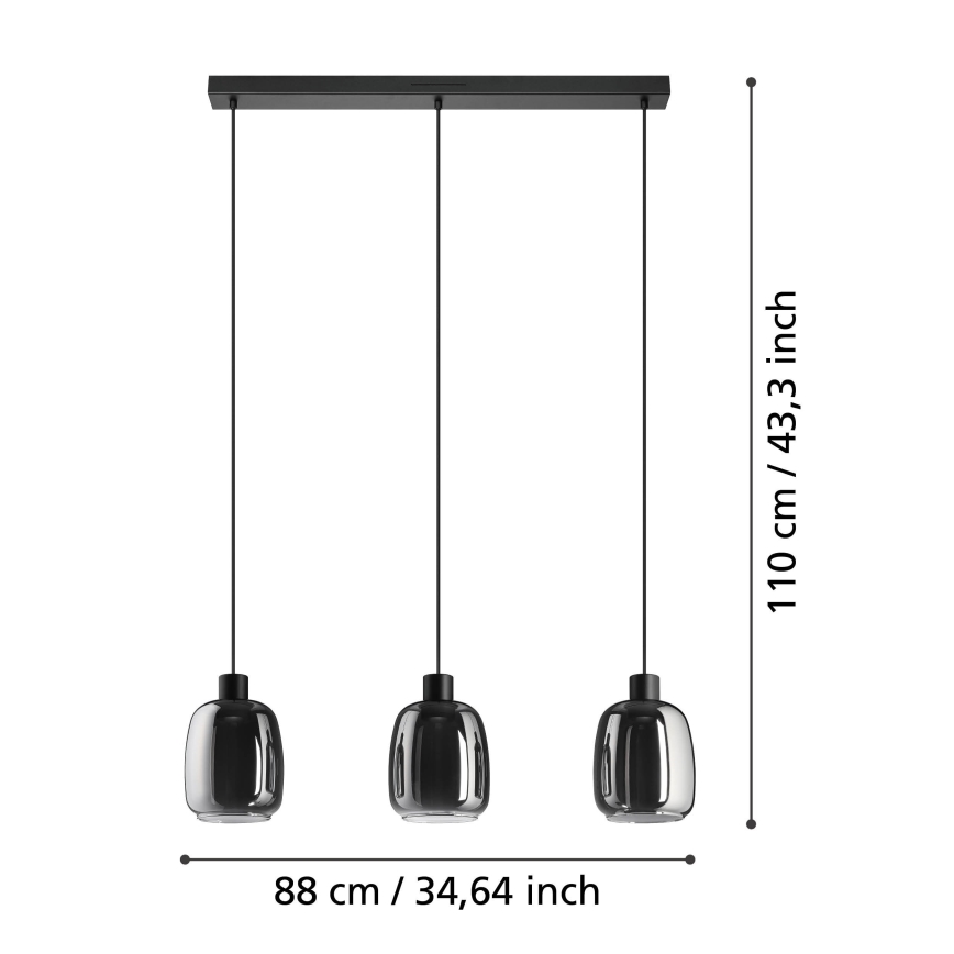 Eglo - LED RGBW Prigušivi luster na sajli 3xLED/3,7W/230V 2700-6500K sivo