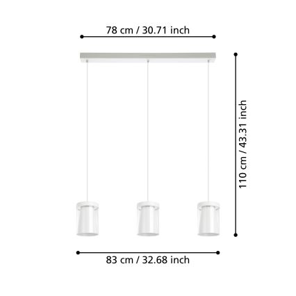 Eglo - LED RGBW Prigušivi luster na sajli 3xLED/3,7W/230V 2700-6500K bela ZigBee