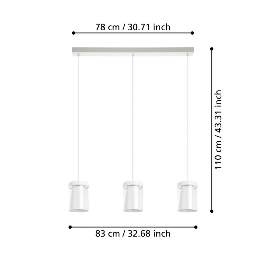Eglo - LED RGBW Prigušivi luster na sajli 3xLED/3,7W/230V 2700-6500K bela ZigBee