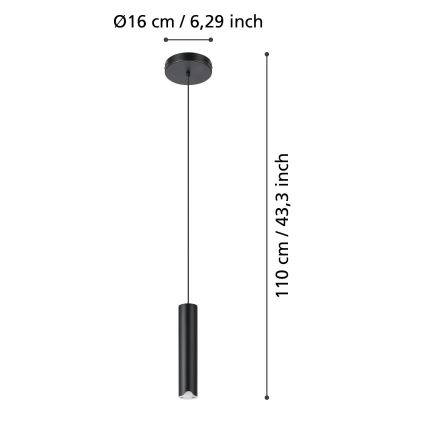 Eglo - LED RGBW Prigušivi luster na sajli LED/3,7W/230V 2700-6500K crno
