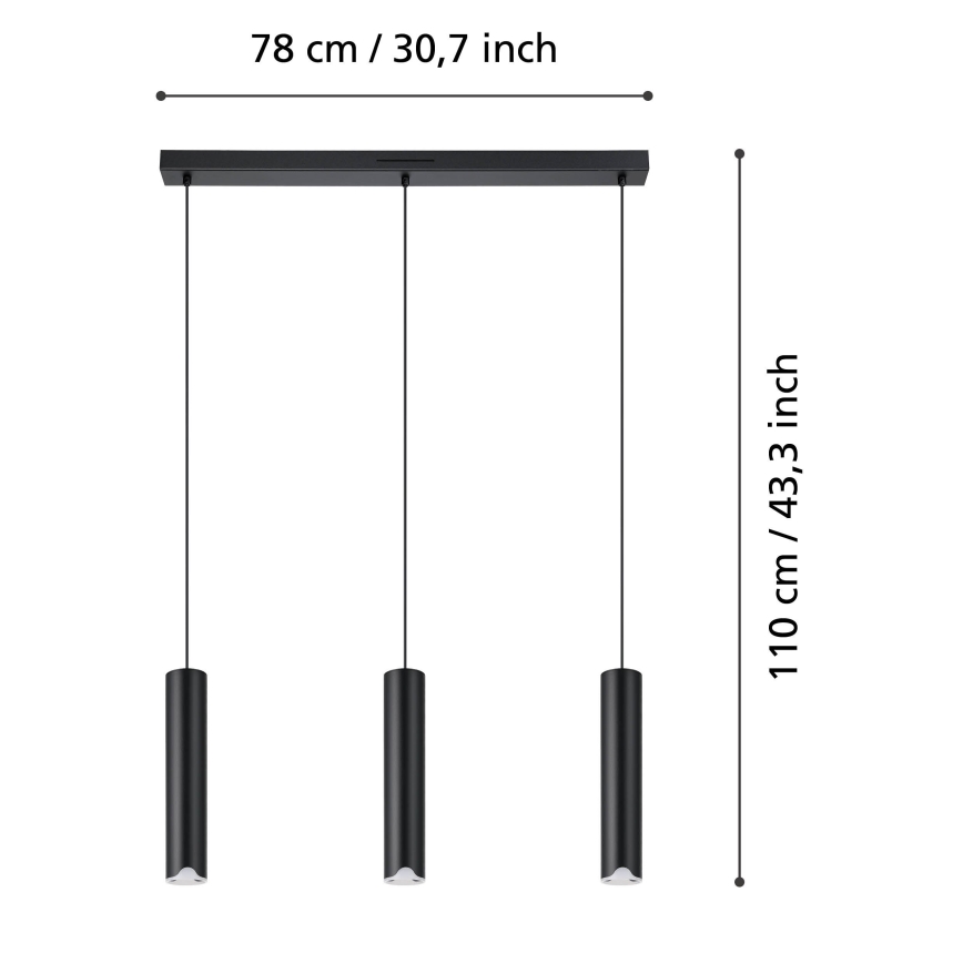 Eglo - LED RGBW Prigušivi luster na sajli 3xLED/3,7W/230V 2700-6500K crno