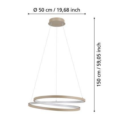 Eglo - LED luster na sajli LED/36W/230V 3000K bež