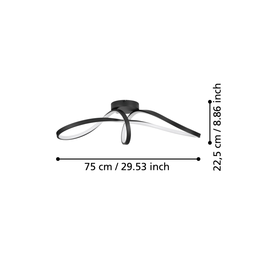 Eglo - LED RGBW Prigušiva plafonjera LED/22W/230V 2700-6500K crno