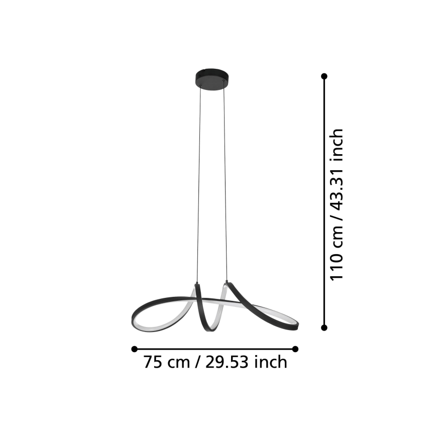 Eglo - LED RGBW Prigušivi luster na sajli LED/22W/230V 2700-6500K crno