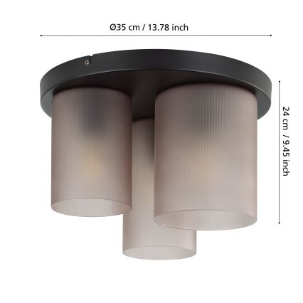 Eglo - Plafonjera 3xE27/40W/230V sivo