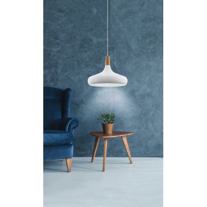 Eglo - Luster na sajli 1xE27/40W/230V pr. 40 cm bela - FSC sertifikovano