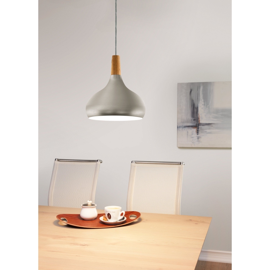 Eglo - Luster na sajli 1xE27/60W/230V pr. 28 cm srebrno - FSC sertifikovano