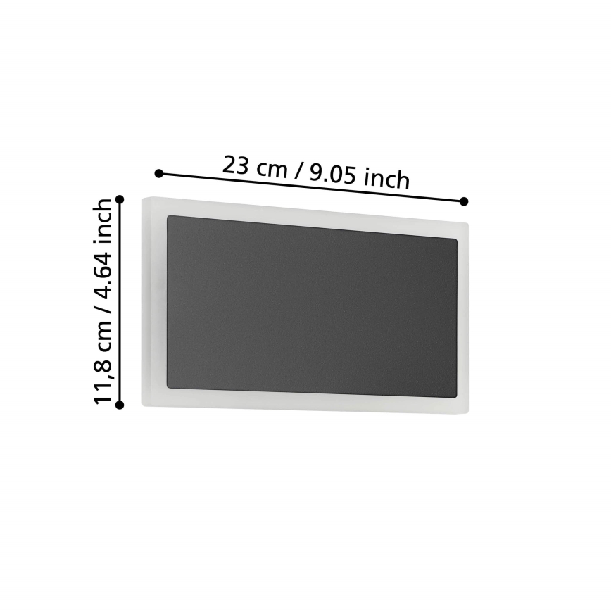 Eglo - LED Zidna lampa LED/12W/230V 3000K 12x23 cm crno