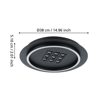Eglo - LED Prigušiva plafonjera LED/21,4W/230V 2700-6500K crno + Daljinski upravljač