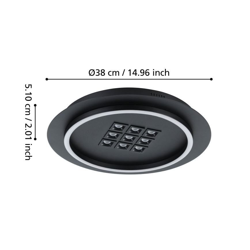 Eglo - LED Prigušiva plafonjera LED/21,4W/230V 2700-6500K crno + Daljinski upravljač