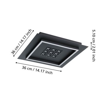 Eglo - LED Prigušiva plafonjera LED/21,4W/230V 2700-6500K crno + Daljinski upravljač