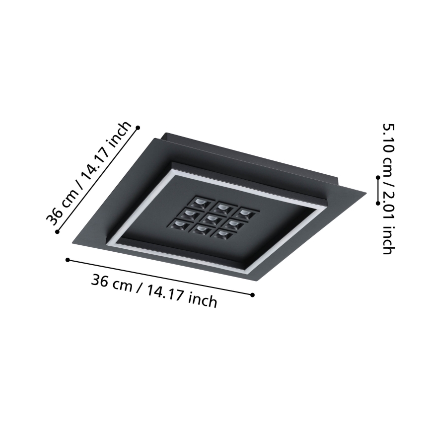 Eglo - LED Prigušiva plafonjera LED/21,4W/230V 2700-6500K crno + Daljinski upravljač