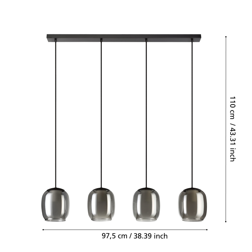 Eglo - Luster na sajli 4xE27/28W/230V sivo