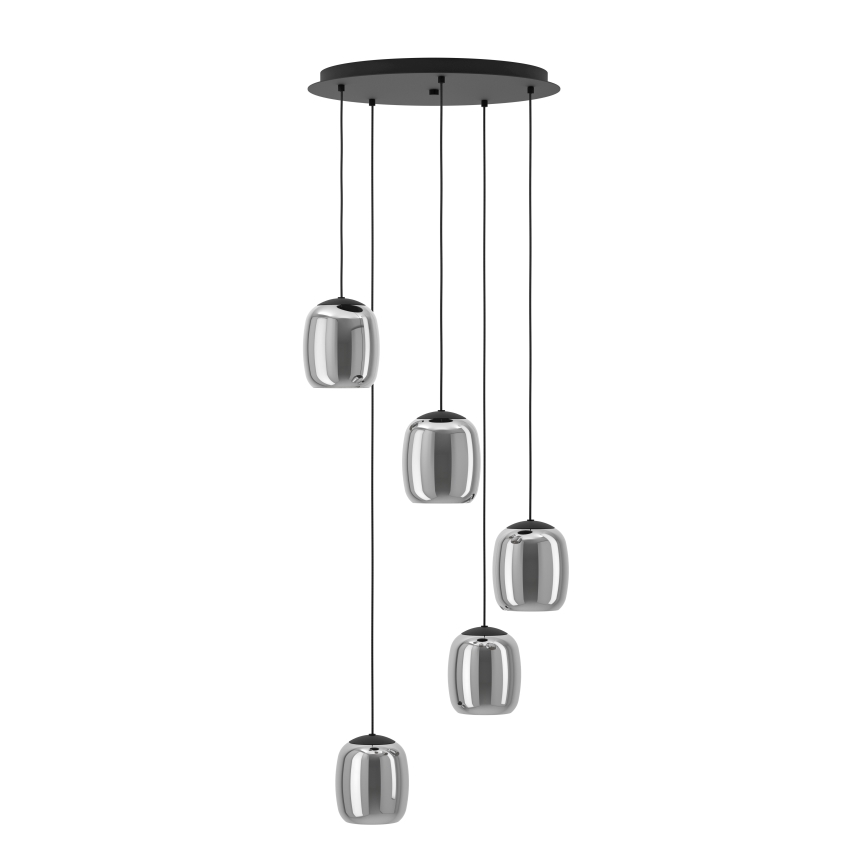 Eglo - Luster na sajli 5xE27/28W/230V sivo