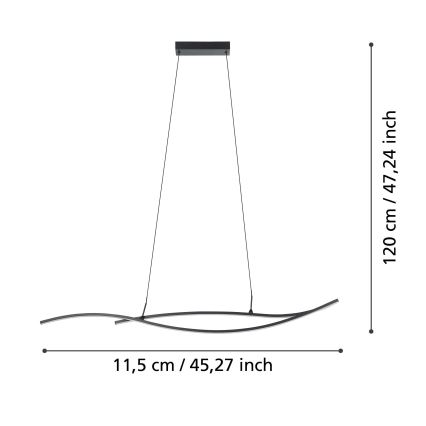 Eglo - LED luster na sajli LED/20W/230V 4000K crno