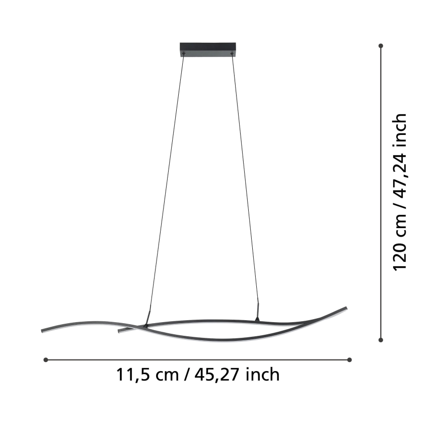 Eglo - LED luster na sajli LED/20W/230V 4000K crno