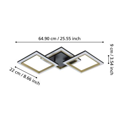 Eglo - LED Prigušiva plafonjera LED/20W/230V 4000K crno/zlatna