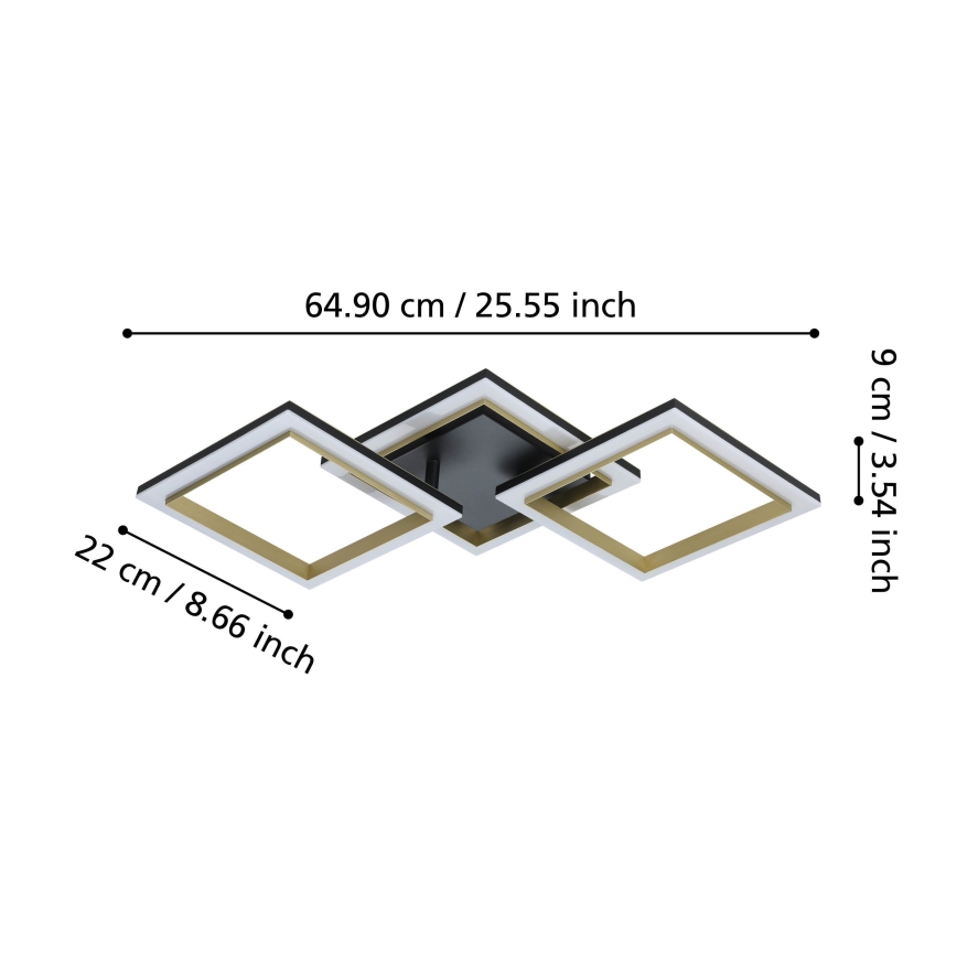 Eglo - LED Prigušiva plafonjera LED/20W/230V 4000K crno/zlatna