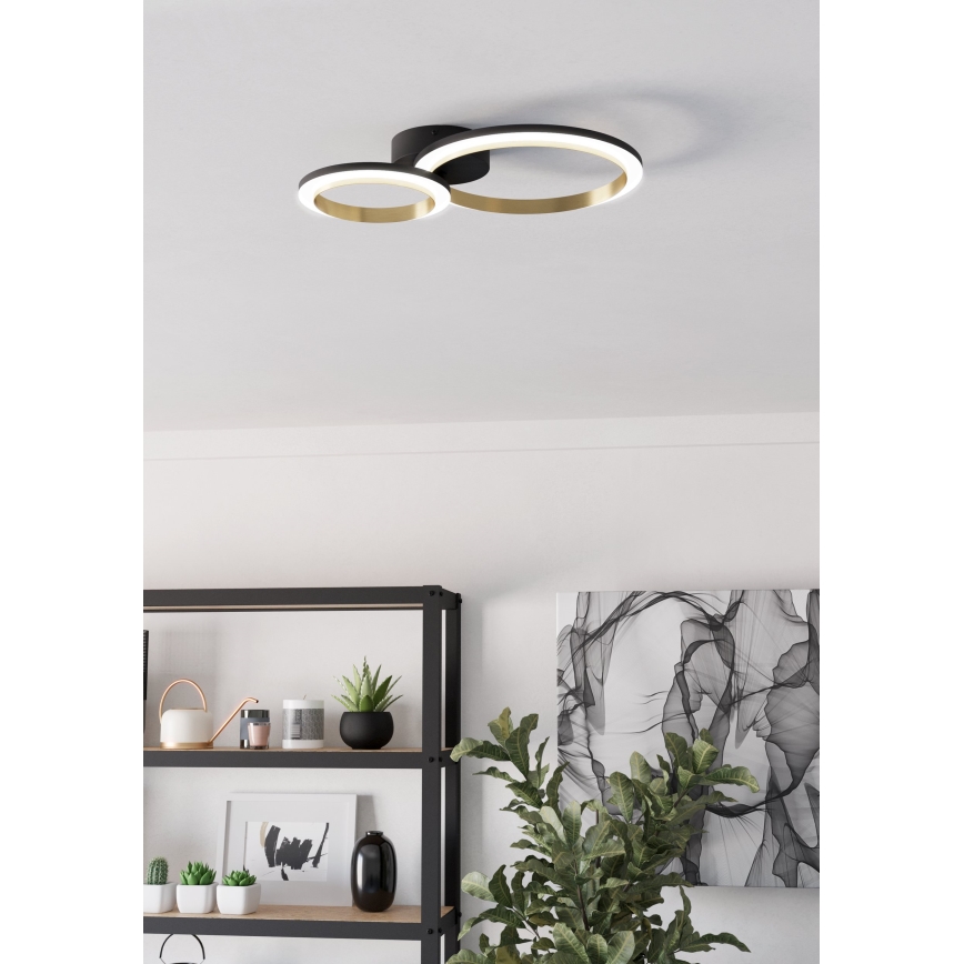 Eglo - LED Prigušiva plafonjera LED/12W/230V 4000K crno/zlatna
