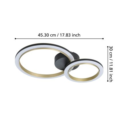 Eglo - LED Prigušiva plafonjera LED/12W/230V 4000K crno/zlatna
