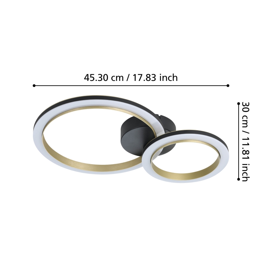 Eglo - LED Prigušiva plafonjera LED/12W/230V 4000K crno/zlatna