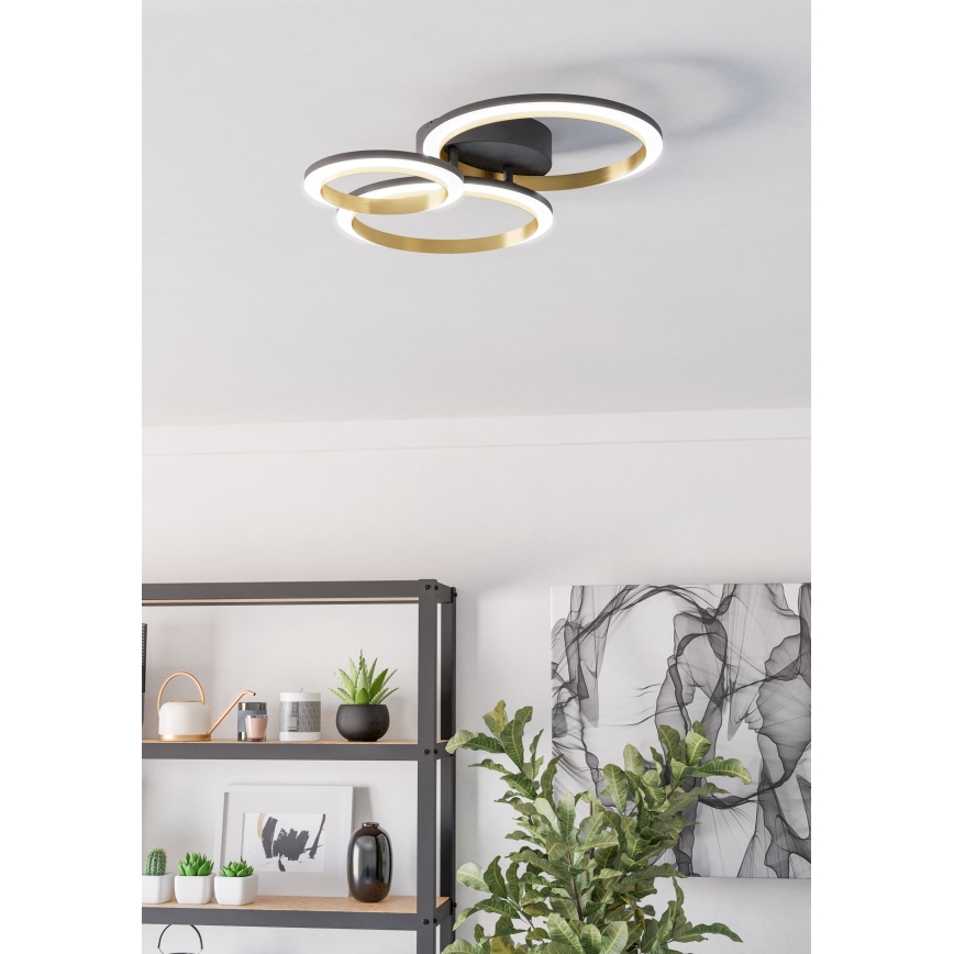 Eglo - LED Prigušiva plafonjera LED/20W/230V 4000K crno/zlatna