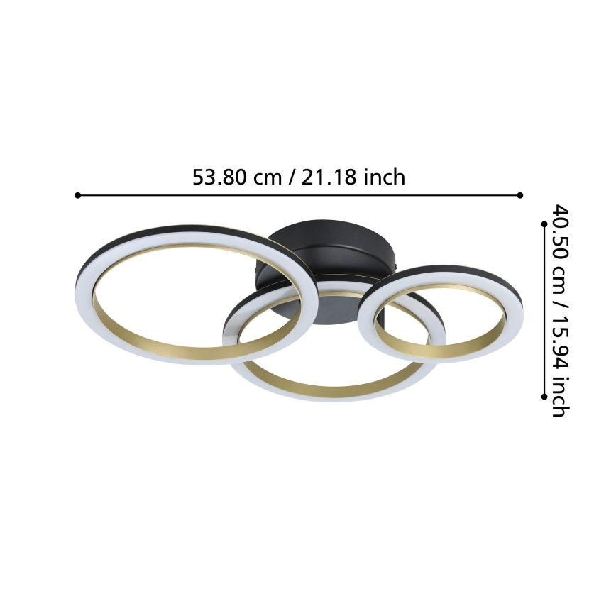 Eglo - LED Prigušiva plafonjera LED/20W/230V 4000K crno/zlatna