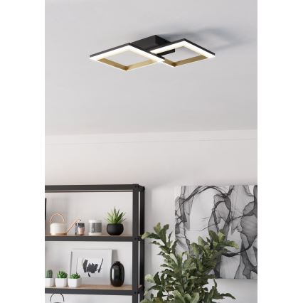 Eglo - LED Prigušiva plafonjera LED/18,4W/230V 4000K crno/zlatna