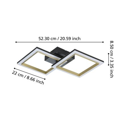 Eglo - LED Prigušiva plafonjera LED/18,4W/230V 4000K crno/zlatna