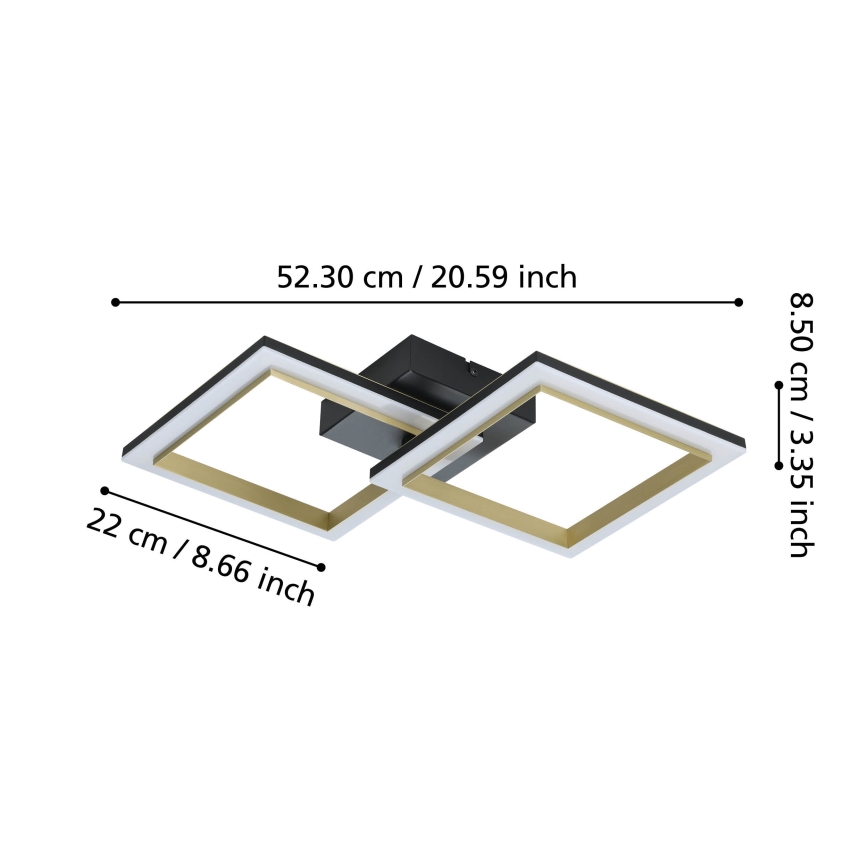 Eglo - LED Prigušiva plafonjera LED/18,4W/230V 4000K crno/zlatna