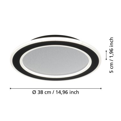 Eglo - LED Prigušiva plafonjera LED/20W/230V 2700-6500K crno + Daljinski upravljač