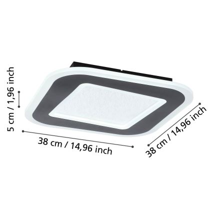 Eglo - LED Prigušiva plafonjera LED/20W/230V 2700-6500K crno + Daljinski upravljač