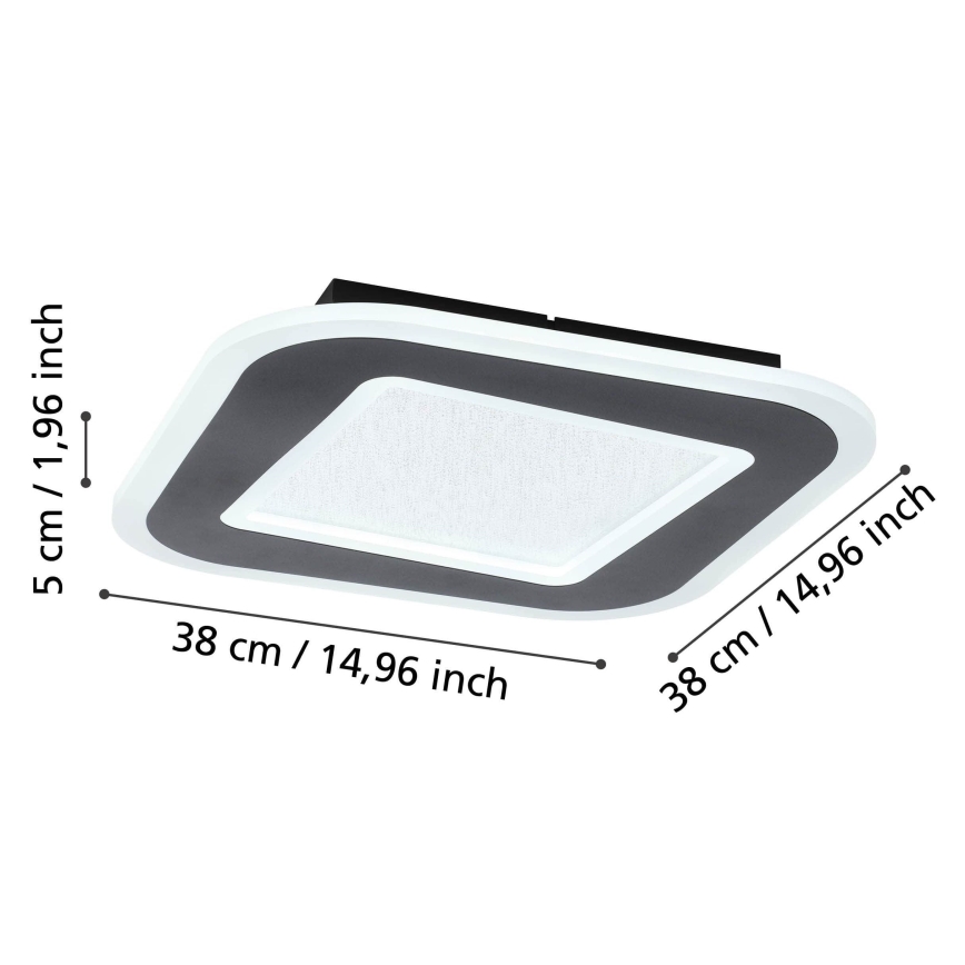 Eglo - LED Prigušiva plafonjera LED/20W/230V 2700-6500K crno + Daljinski upravljač