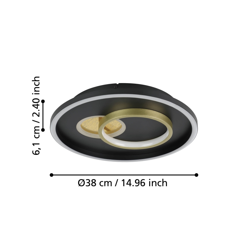 Eglo - LED Plafonjera 1xLED/14W/230V + 1xLED/8,5W pr. 38 cm crno/zlatna
