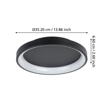 Eglo - LED Prigušiva plafonjera LED/12W/230V 2700-6500K crno + Daljinski upravljač
