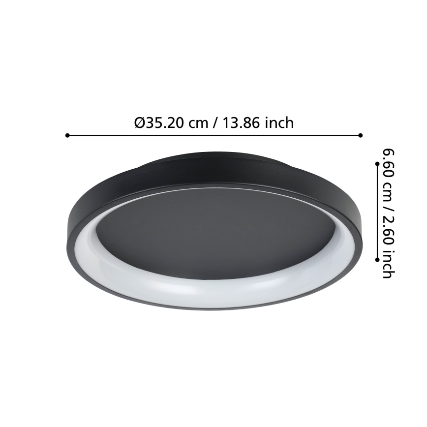 Eglo - LED Prigušiva plafonjera LED/12W/230V 2700-6500K crno + Daljinski upravljač