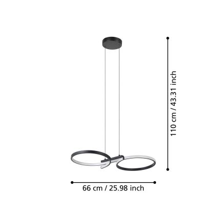 Eglo - LED luster na sajli LED/21W/230V 3000K crno