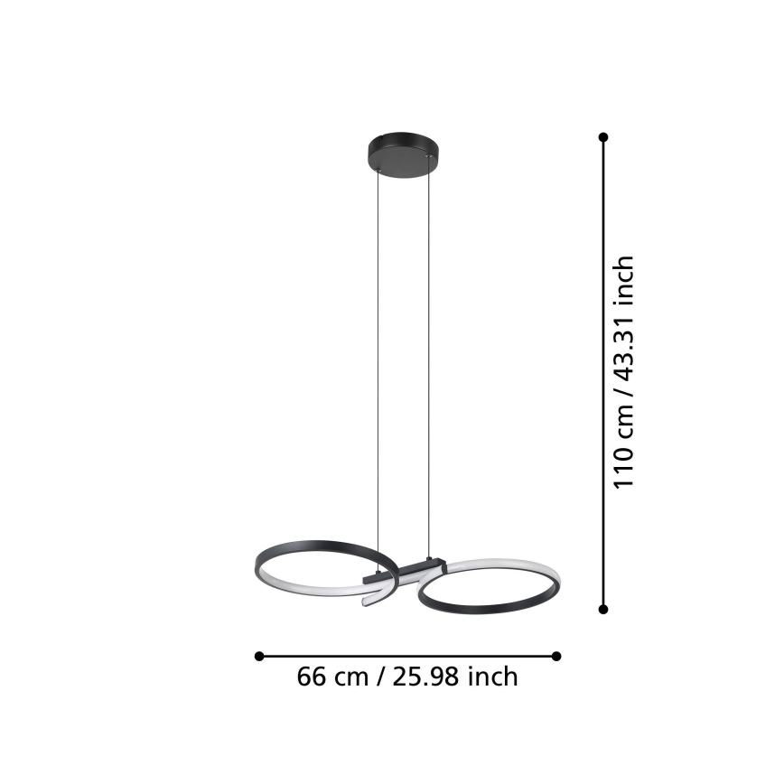 Eglo - LED luster na sajli LED/21W/230V 3000K crno