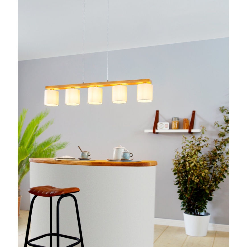Eglo - Luster na sajli 5xE27/28W/230V - FSC sertifikovano