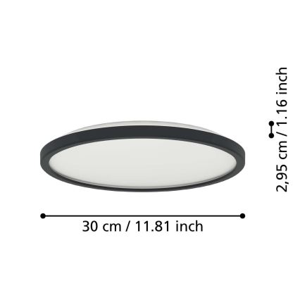 Eglo - LED Plafonjera za kupatilo LED/13,9W/230V 2700/4000/6500K pr. 30 cm IP44 crno