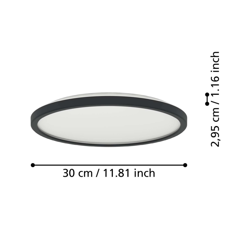 Eglo - LED Plafonjera za kupatilo LED/13,9W/230V 2700/4000/6500K pr. 30 cm IP44 crno