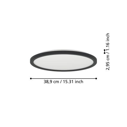 Eglo - LED Plafonjera za kupatilo LED/18,5W/230V 2700K/4000K/6500K pr. 38,9 cm IP44 crno