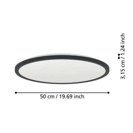 Eglo - LED Plafonjera za kupatilo LED/16,8W/230V 2700/4000/6500K pr. 50 cm IP44 crno