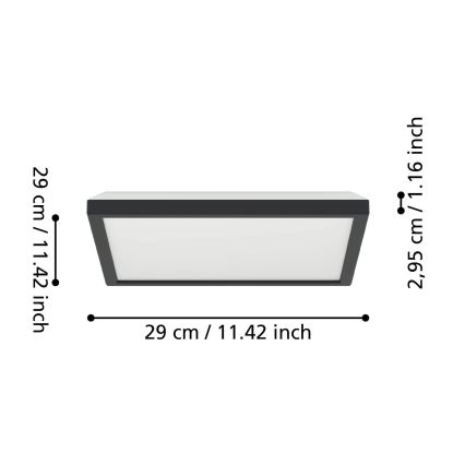 Eglo - LED Plafonjera za kupatilo LED/13,4W/230V 2700/4000/6500K 29x29 cm IP44 crno