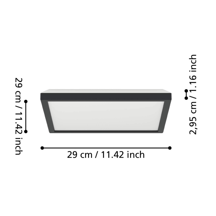 Eglo - LED Plafonjera za kupatilo LED/13,4W/230V 2700/4000/6500K 29x29 cm IP44 crno